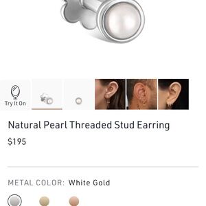 Maria Tash 14k white gold pearl earring, 6.5mm